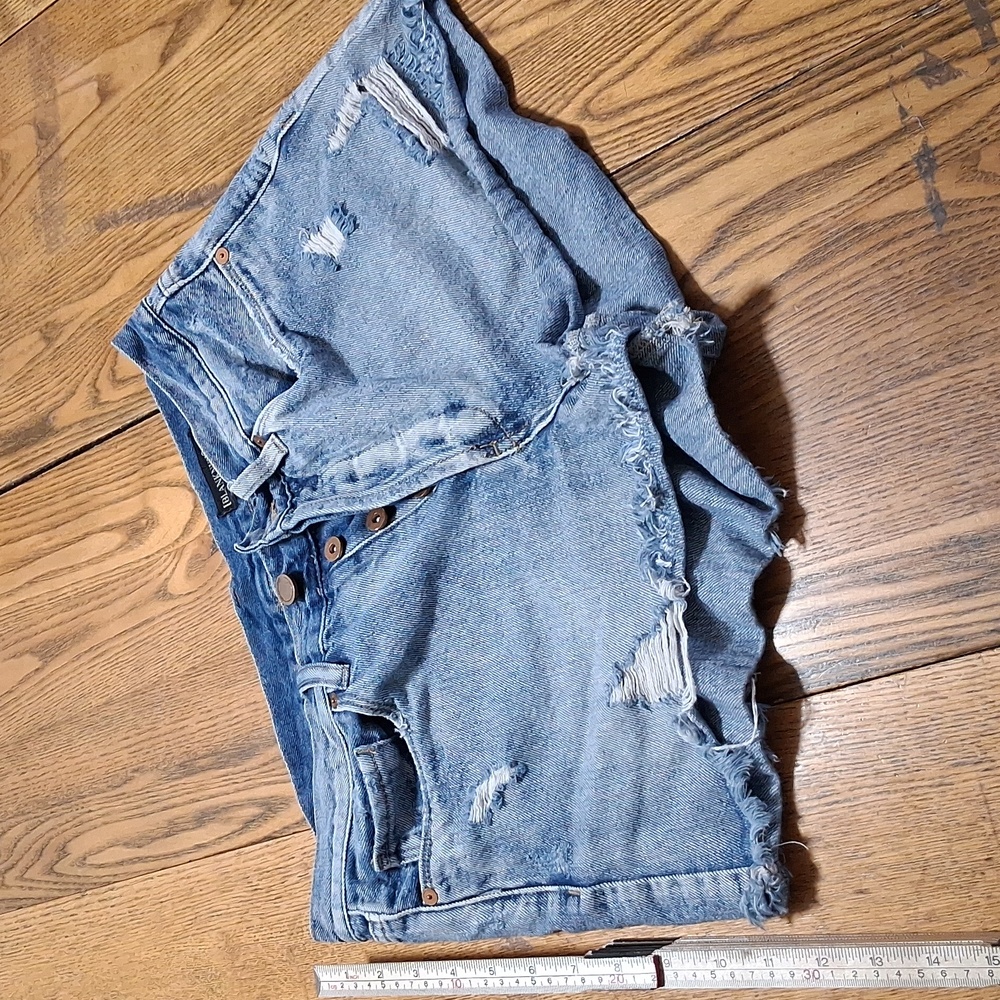 Blank NYC Jeans Shorts Womens 29 BLUE Denim Used Distressed BlankNYC BUTTON FLY